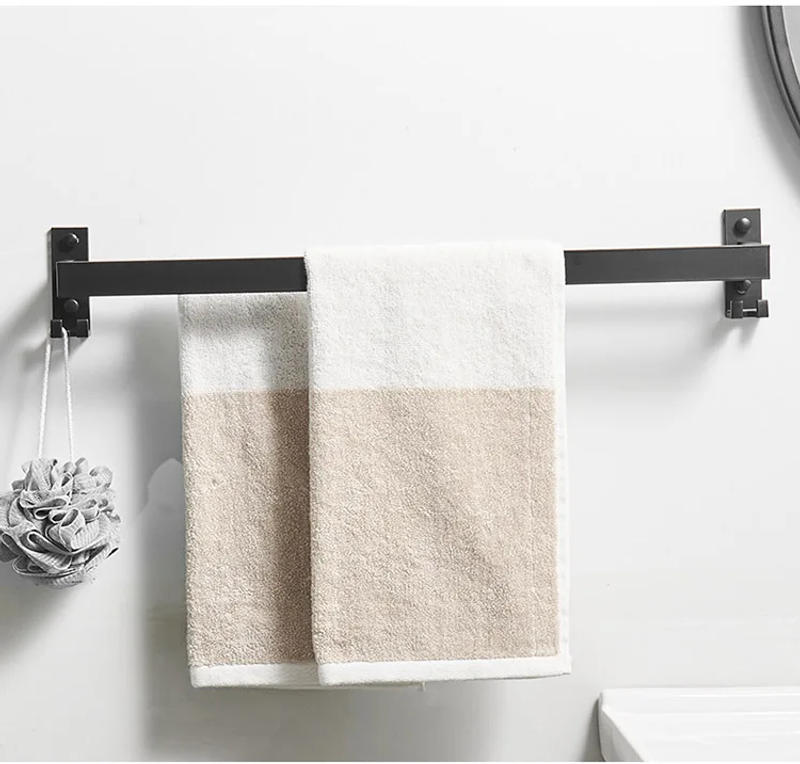 Description Picture 3 of itemWall Mount Towel Rack Bathroom Accessories Shower Room Holder Towel Hanger Double Towel Bar Hook Bathroom Shelf Space Aluminum