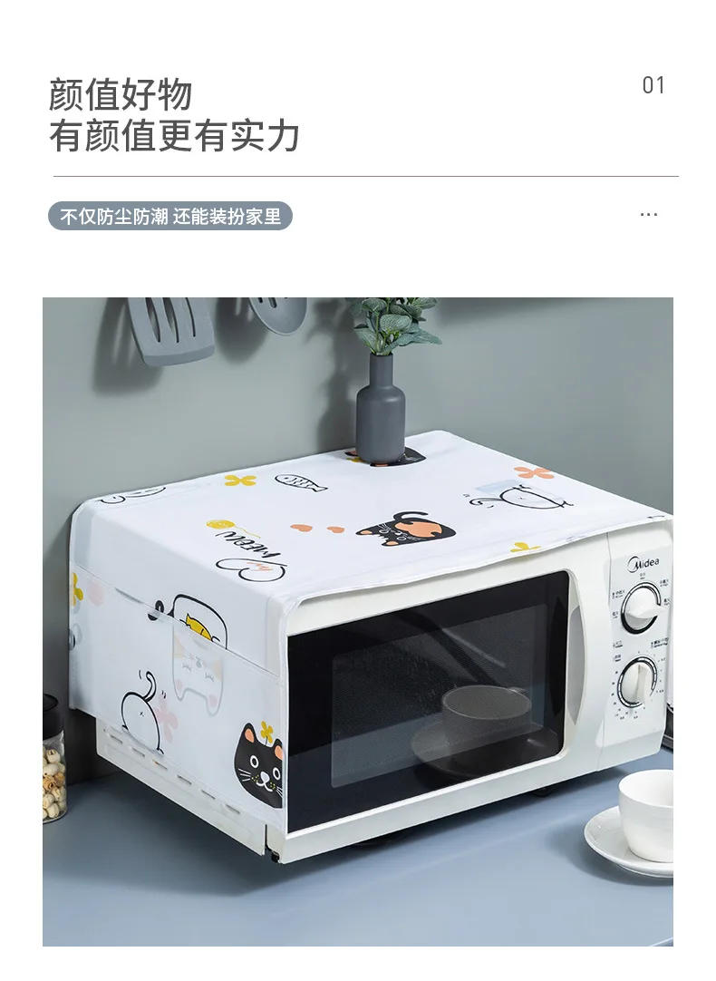 Description Picture 5 of itemWaterproof Microwave Oven Covers Grease Proofing Storage Bag Double Pockets Dust Covers Microwave Oven Hood Kitchen Accessories