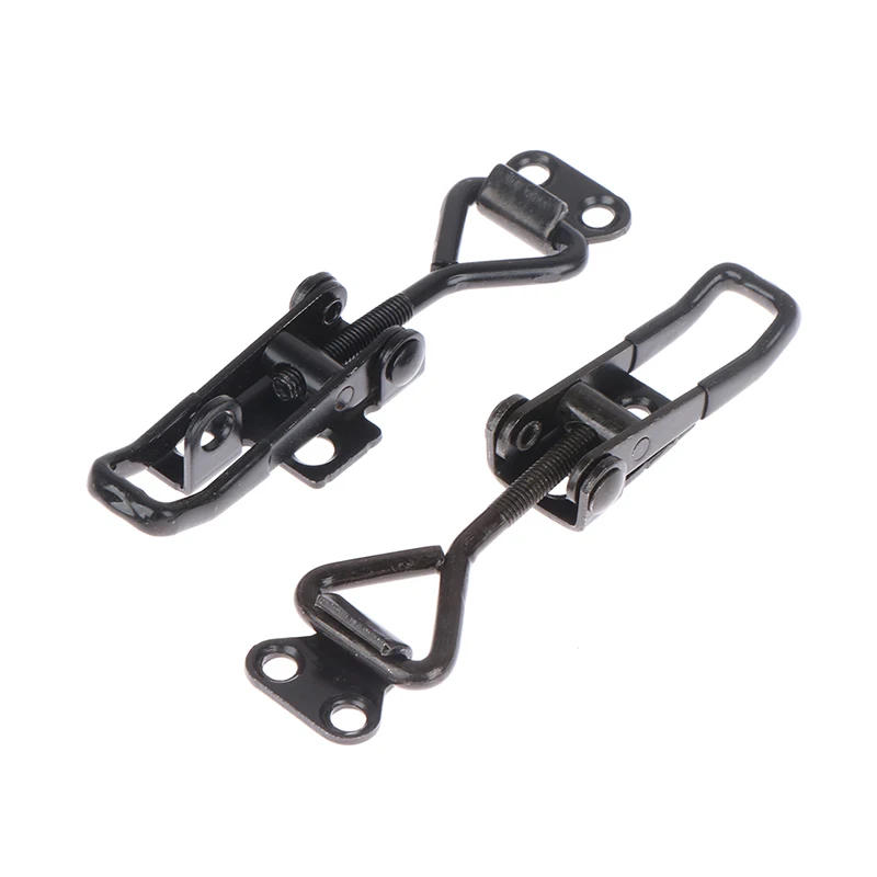 Description Picture 4 of item1pc Iron Toggle Latch Catch Clamp Adjustable Cabinet Box Lever Handle Lock Hasp Home Sliding Door Furniture Hardware Black