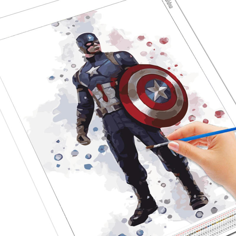 Description Picture 4 of itemDisney DIY Paint By Number Spider Man Coloring Picture Iron Man With Frame Captain America Superheroes Oil Painting Wall Decor