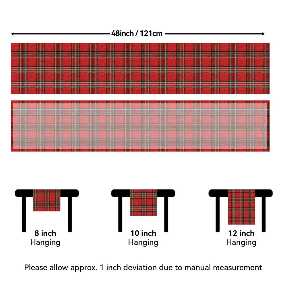Description Picture 4 of itemChristmas Check Table Runner Red Checkered Tablecover Family Dinner Plaid Tablecloth Farmhouse Gingham Home Decoration