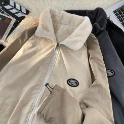 Men's Lamb Wool Cotton Tops Women Winter Velvet Thickened Warm Coat Loose Jackets Zipper Stand Collar Casual Pockets Parkas