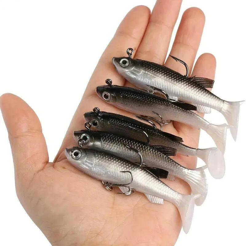 Description Picture 5 of itemFishing Lures 5Pcs Pre-Rigged Jig Head Paddle Tail Soft Plastic Swimbaits for Bass Trout Walleye Crappie Saltwater Freshwater
