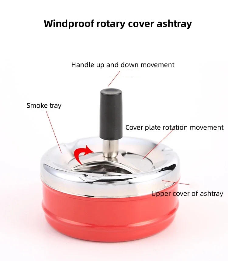 Description Picture 3 of itemWindproof Round Rotating Self-Clearing Smokeless Smoker with Lid Ashtray Office for Men Cigar Portable Ashtray 9.5*9cm