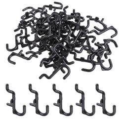 50 Pcs/100 Pcs Black Pegboard J Style Hooks Heavy Duty Plastic J Shape Peg Hook Peg Board Tool Organizer Wear-resistant B03E