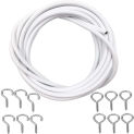 5-Meter White Curtain Wire Suspension Kit With 6 Pairs Of Hooks And Eyelets For Curtain Net Rod Tools