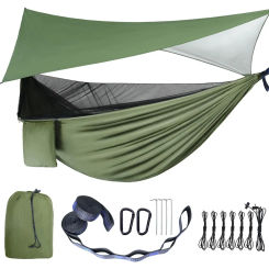 Hammocks with Mosquito Net Tent and Rain Fly Tarp, Portable Single Indoor Outdoor Backpacking Survival Travel