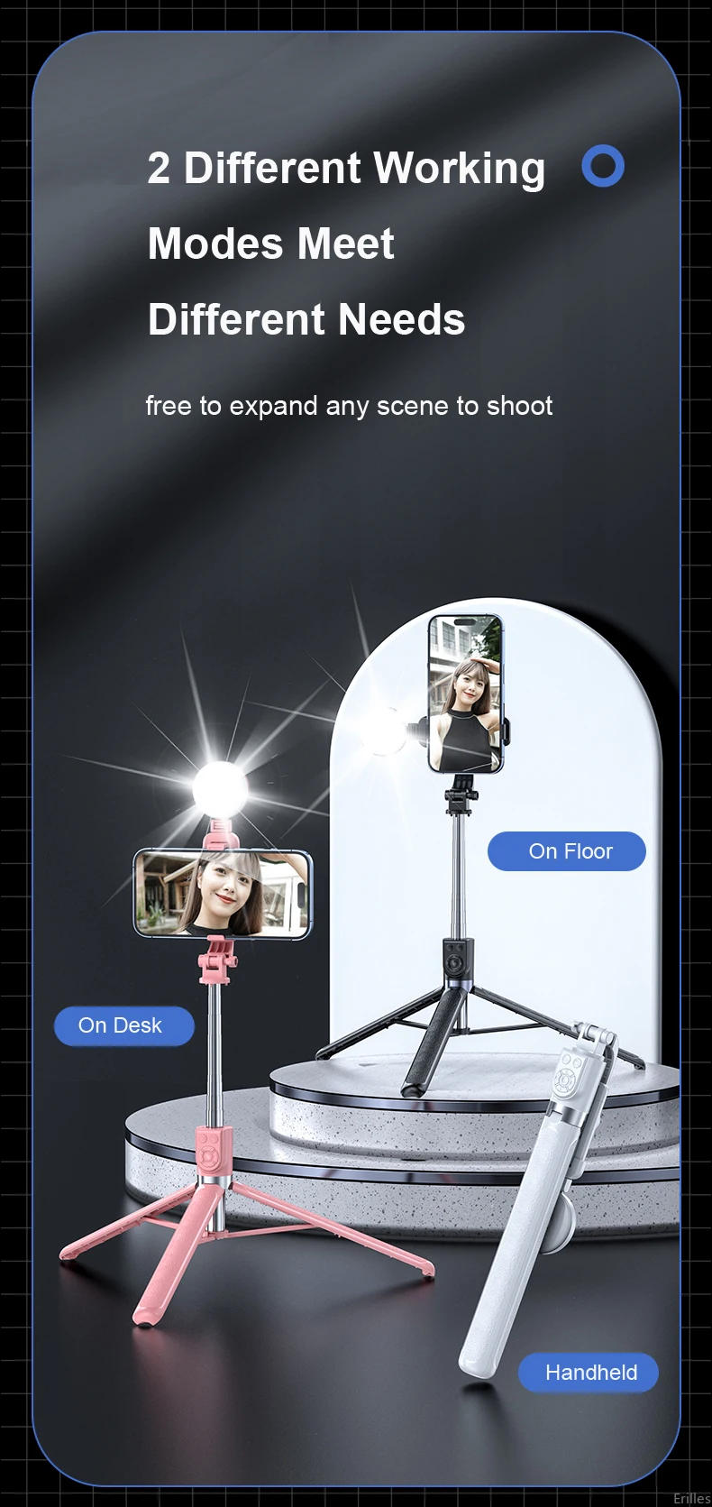 Description Picture 4 of item1.75M Rechargeable Long Extended Bluetooth Wireless Selfie Stick Live Broacast Stream Stand Holder Tripod Foldable Smartphones