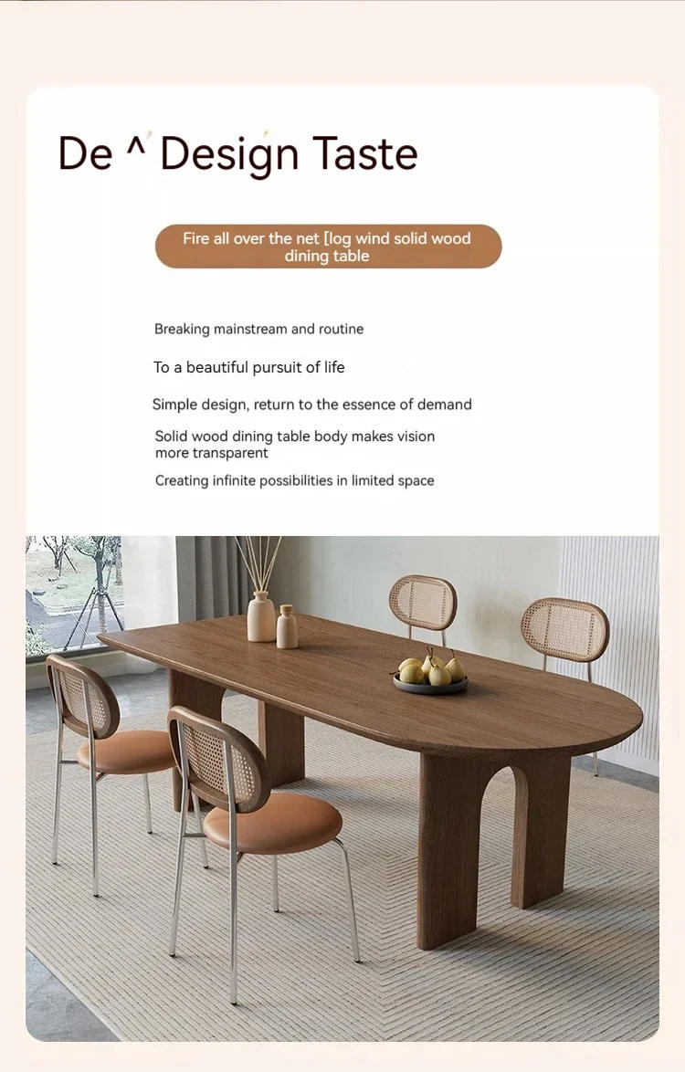 Description Picture 4 of itemMinimalist Plegable Dining Tables Oval Personalized Negotiation Luxury Wooden Dining Table Mesa Workstation Furniture Set