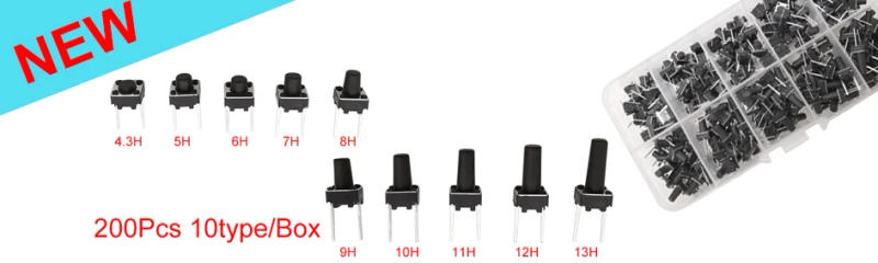 Description Picture 2 of item20/50/100Pcs Micro Tactile Switch Momentary Tact DIP Switch 2Pin 6 x 6mm Micro Touch Push Button Switch High 5mm 6mm 7mm 8mm 9mm