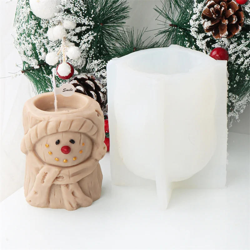 Description Picture 4 of itemChristmas Tree Stump Candle Silicone Mold DIY Elk Snowman Gypsum Soap Making Mould Cake Chocolate Decorating Tools Holiday Gifts