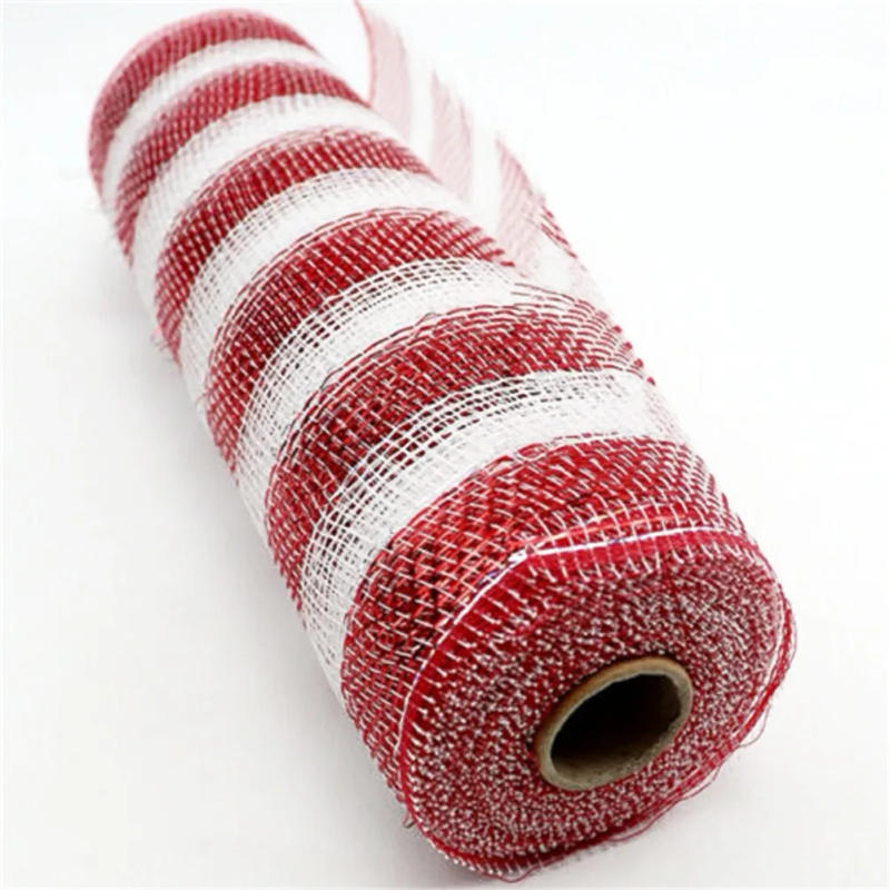 Description Picture 4 of itemRed & White Candy Cane Decor Mesh Roll 26cmx10yard Wreath Tree Stripes Ribbon Net Yarn Mesh Ribbon
