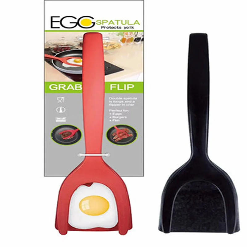 Description Picture 4 of item2 in 1 Multifunctional Non-Stick Food Clip Tongs Fried Egg Cooking Turner Pancake Spatula Pizza Barbecue Omelet Kitchen Clamp