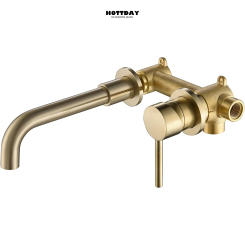 Single handle cold and hot dual-control basin Tap Modern wall-mounted black brass bathroom faucet with concealed design 2-hole