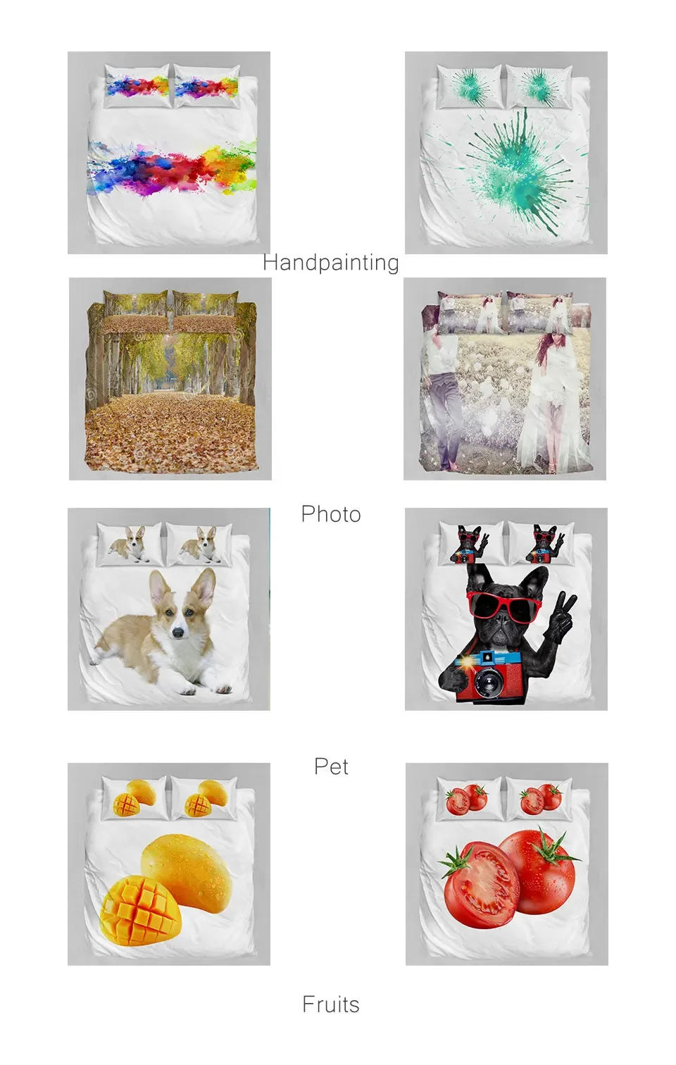 Description Picture 5 of item3D Printed Custom Bedding Set Microfiber Customized Duvet Cover with Pillowcases Twin Full Queen King Size Any Picture Size