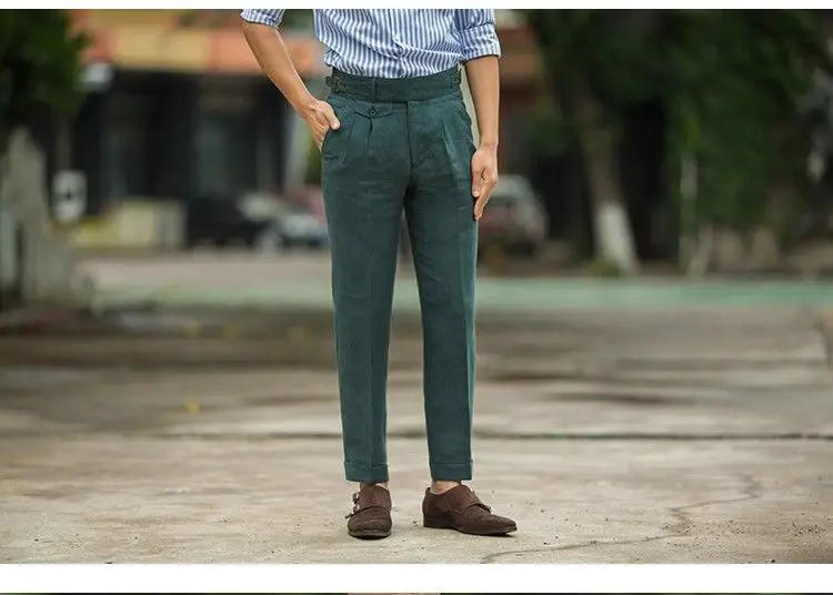 Description Picture 3 of item2024 Spring Summer Men's New High Waist Loose Trousers Male Business Casual Suit Trousers Men Solid Color Straight Pants F307
