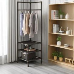 Bedrooms Corner Clothes Rack Multi-Layer Nightstand Clothes Coat Racks Simple Household Bedroom Floor Standing Hangers Shelve