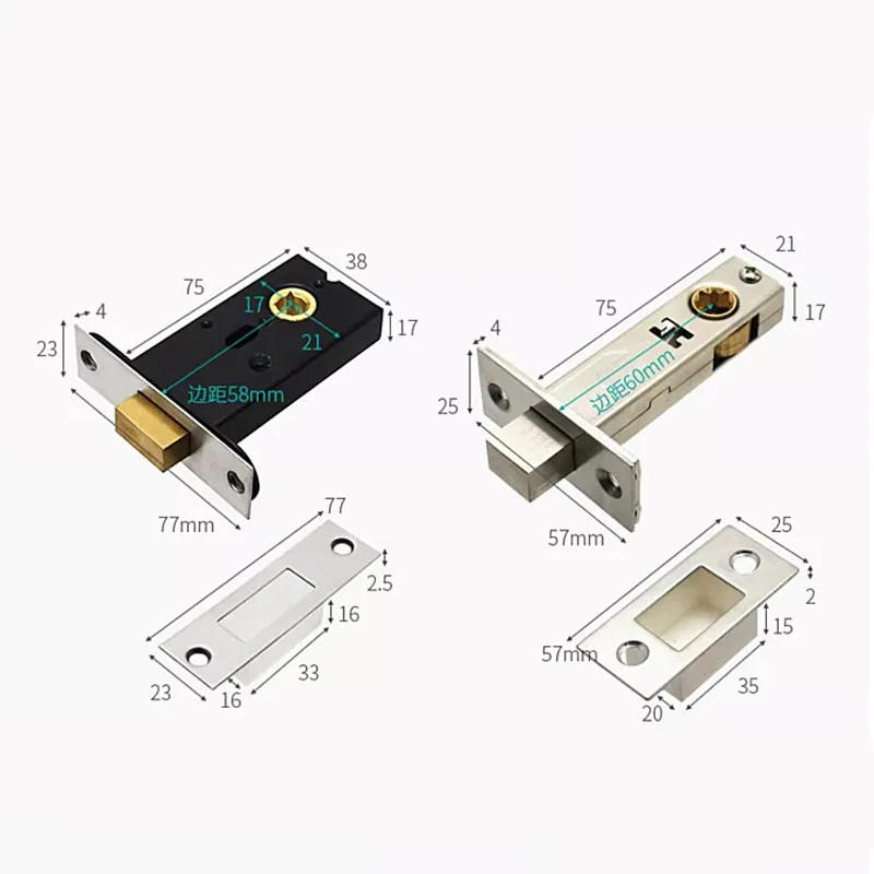 Description Picture 3 of itemInvisible Door Lock Latches Fire Hydrant Access Door Lock Bolts Bathroom Single Tongue Lock Body Household Hardware Accessories