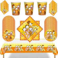 Garfielde Cartoon Cute Birthday Party Supply Tableware Decoration Kid Gift Boy Balloon Cake Topper Banner Baby Shower Home Decor