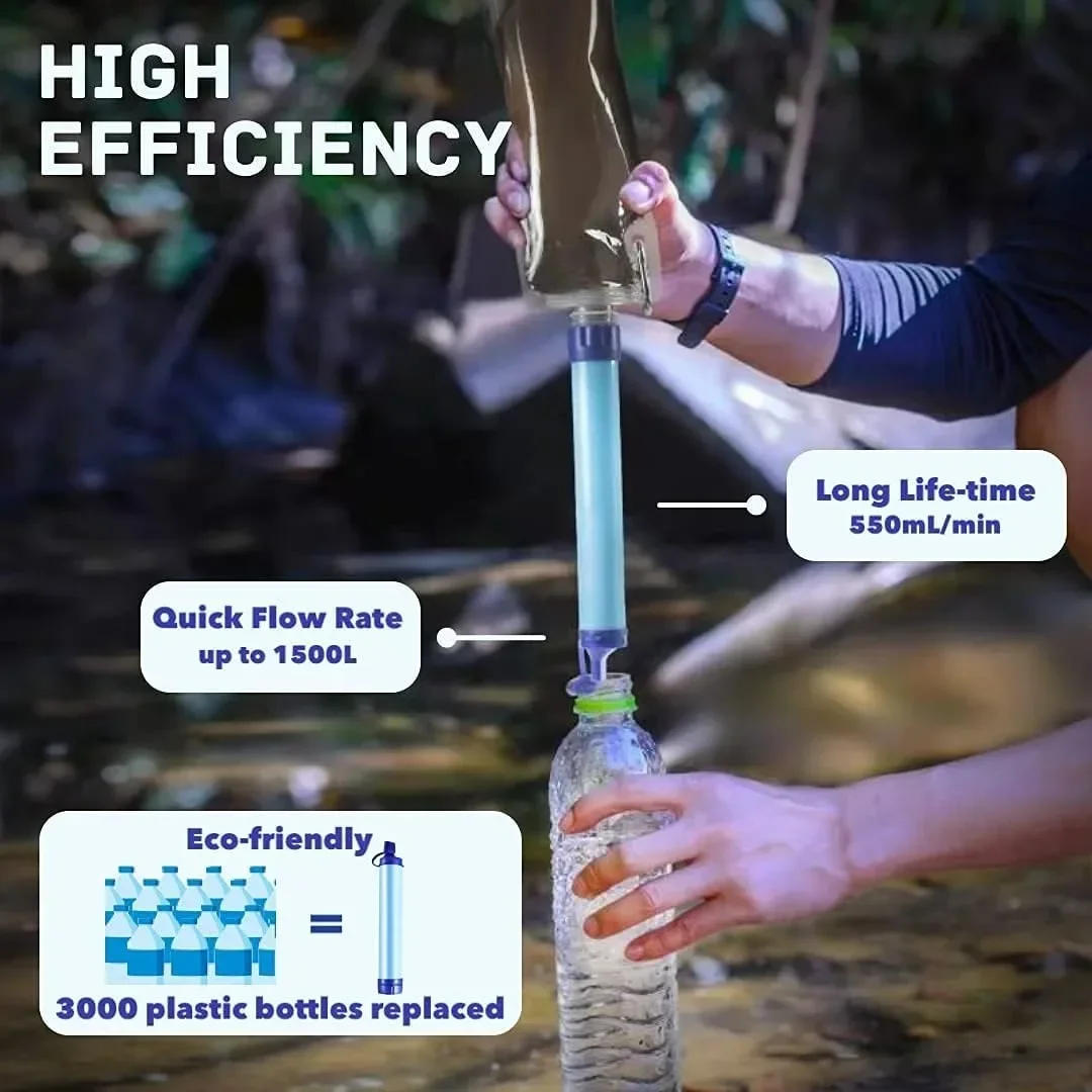 Description Picture 5 of itemOutdoor Water Purifier Camping Hiking Emergency Life Survival Tools Portable Purifier Water Filter Straw Travel Cooking Supplies