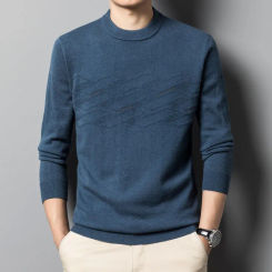 Men 100% Sheep Wool Sweater 2024 New Autumn Winter Long Sleeve Jumper Male Man Warm Thick Pullovers