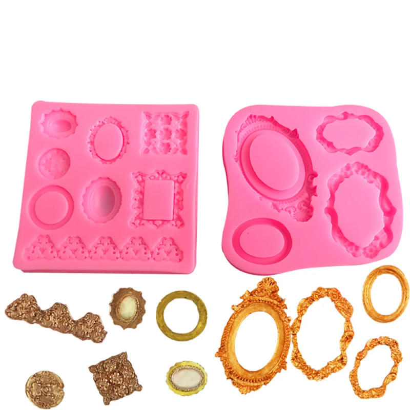 Description Picture 6 of itemFondant Mold Lace Scroll Photo Frame Silicone Candy Cake Border Decoration Chocolate Baroque Style Makeup mirror Resin Mold