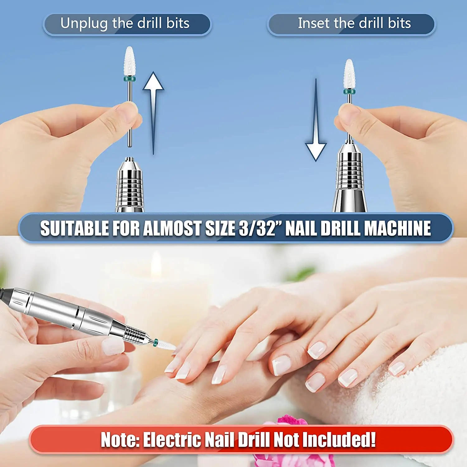 Description Picture 4 of item13PC Nail Polish Head Milling Cutter Set, Used for Nail Beauty Deburring Gel Dead Skin, Automatic Polishing Machine Accessories