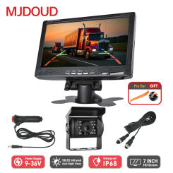 MJDOUD 7" 12-24V Truck Rear Camera Monitor Set for Car/Trailer Parking IR Night Vision Waterproof Reversing Camera with Screen