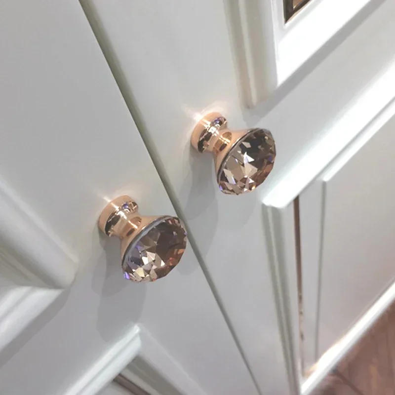 Description Picture 5 of item1PC Rose Gold Rhinestone Door Knob Cabinet Drawer Cupboard Wardrobe Kitchen Pull Handle Door Pulls Hardware Cabinet Accessories