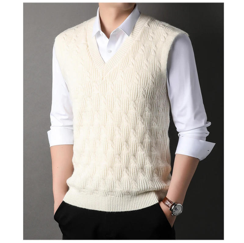 Description Picture 6 of itemMaxulla Spring Autumn Men's Sweater Vest Casual Solid Color Sleeveless Tops Fashion Slim Retro Vest Men's Clothing