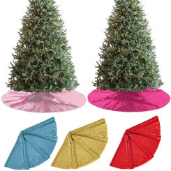 60/76//90/122cm Christmas Tree Skirt Pearlescent Sequin Glitter Xmas Tree Mats Blanket Floor Cover Carpet Floor Mat