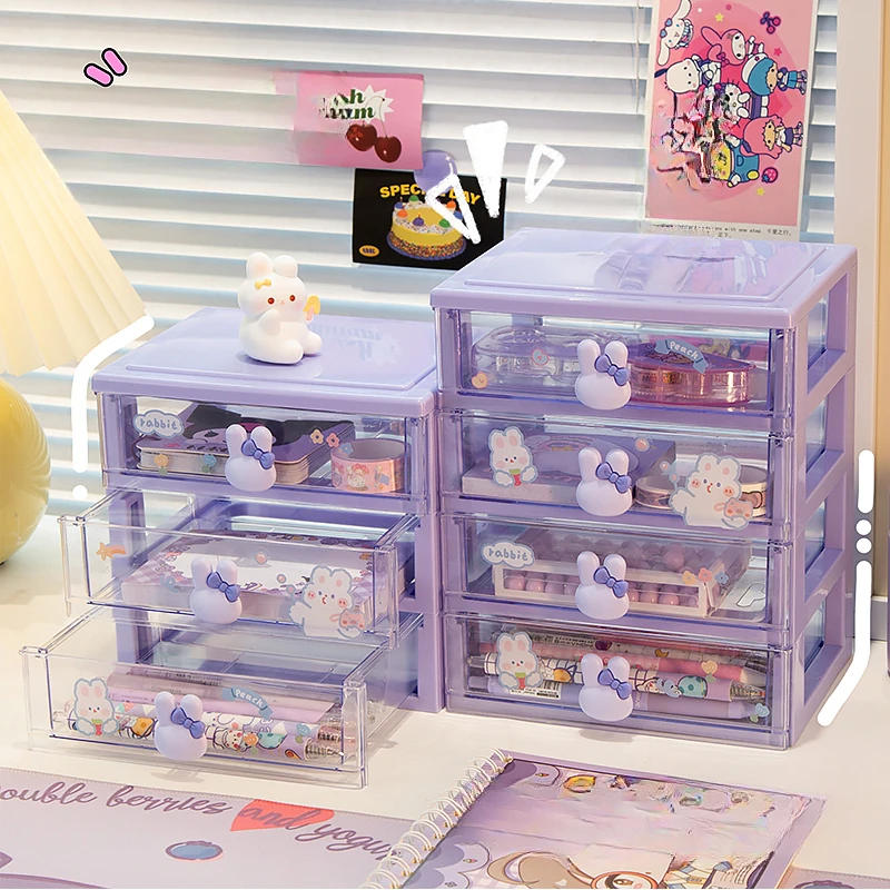 Description Picture 6 of itemCute Stationery Storage Box Organizer Kawaii Drawer Type Desktop Hand Account Card Box Desk Small Objects Children's Mini Rack
