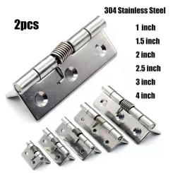 2 Pcs Self Closing Spring Hinge Stainless Steel Doors Hinge Cabinet Hinge Furniture Hardware Accessories /1/1.5/2/2.5/3/4inch
