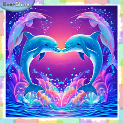 EverShine Dolphin Diamond Embroidery Cross Stitch Paintings With Rhinestones Animal DIY Hobby 5D Mosaic Heart Stickers For Kids