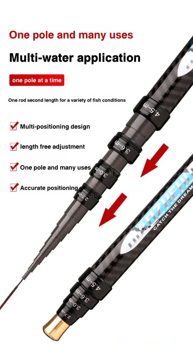 Description Picture 5 of itemNew Super-hard Ultra-light Carbon Fishing Rod Short Section Four Lengths of Each Rod Are Available Adjustable Stream Fishing Rod