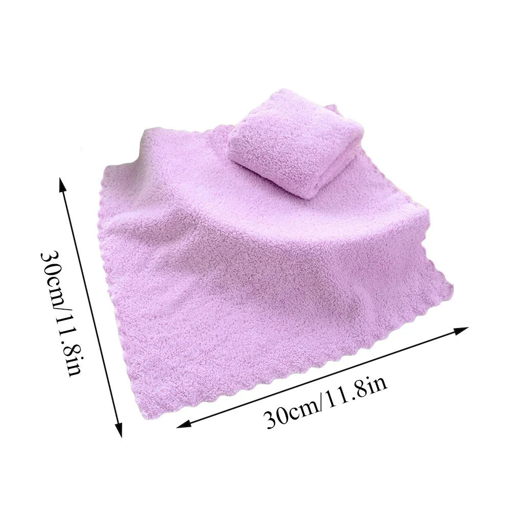 Description Picture 2 of itemCoral Velvet Face Towel Microfiber Absorbent High-density Square Hand Towel Cleaning Wipes Quick Dry Clean Handkerchief Supplies