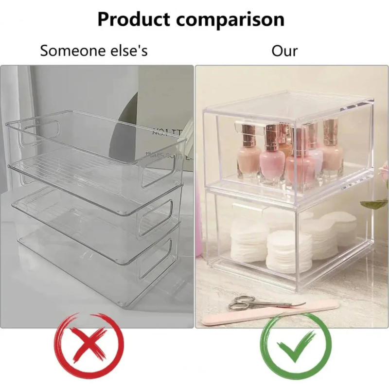 Description Picture 6 of itemAcrylic Stackable Makeup Organizer Transparent  Drawer Fridge Organizers Bins  Box   Cabinets Pantry