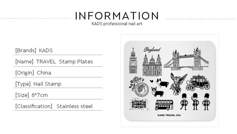 Description Picture 2 of itemKADS Nail Stamping Plates Travel DIY Image Stencil For Nails Polish Printing Templates Nail Art Plate Stainless Steel Tools