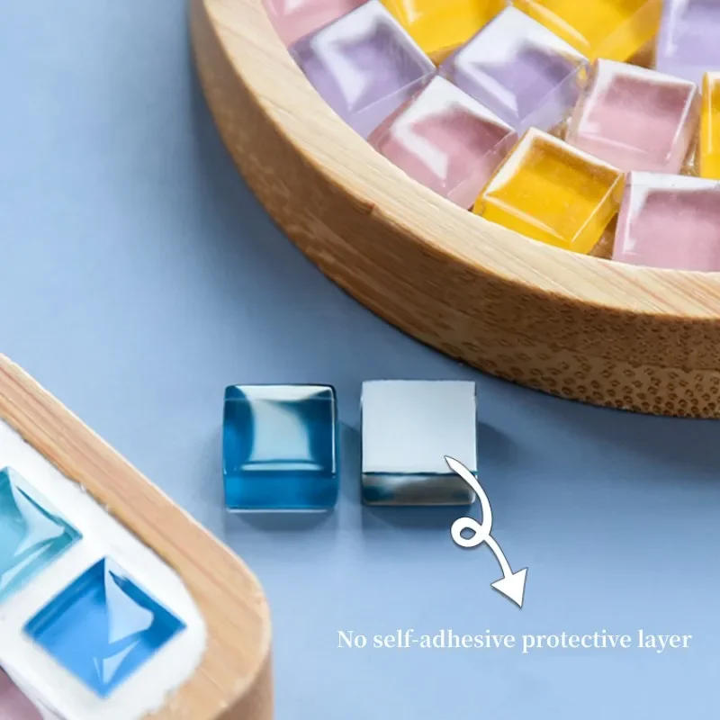 Description Picture 4 of item450pcs Square Crystal Glass Colorful Mosaic Stones DIY Mosaic Making Stones for Craft Hobby Arts Home Wall Decoration