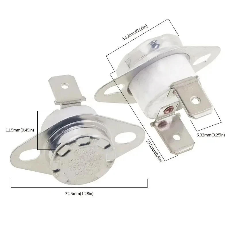 Description Picture 3 of itemKSD301 KSD302 40-300degree Ceramic 10A 16A 250V Normally Closed Open Temperature Switch Thermostat45C 75C 85C 90C 135C 220C 300C
