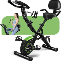 Folding Exercise Bike, 4 in 1 Stationary Magnetic Cycling Bicycle Upright Indoor Cycling Bike for Home Workout 330LB Capacity