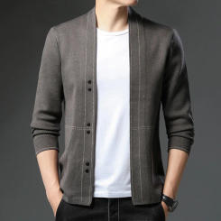 2024 New Men Wool Knitted Cardigan Man Sweater Coats