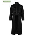 Punk Outerwear Medieval Man Trench Coat Black Men's Jacket Steampunk Windbreaker Gothic Clothing Halloween Costume