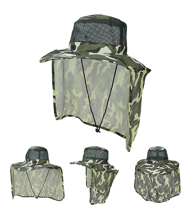Description Picture 3 of itemOutdoor Camouflage Hat Fisherman's Fishing Cap Sunnet Gauze Cap Benny Hat Hiking Hat Anti-UV Sun-Protection Cool Breathable