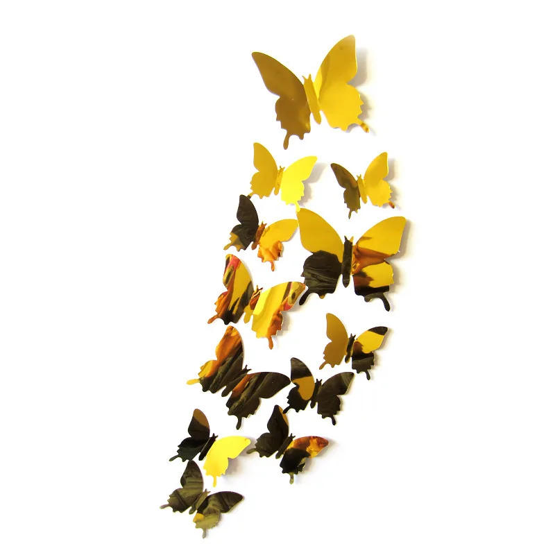 Description Picture 4 of item12pcs 3D Butterfly Mirror Wall Stickers Removable DIY Wall Art for Party Wedding Decor Home Decorations Craft Supplies stickers