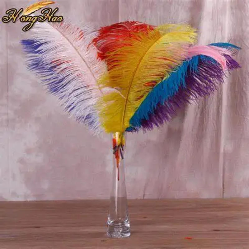 Description Picture 6 of item10Pcs Natural White Black Ostrich Feathers for Crafts 15-35cm Wedding Party Home Decoration Table Centerpieces Carnival Plumas
