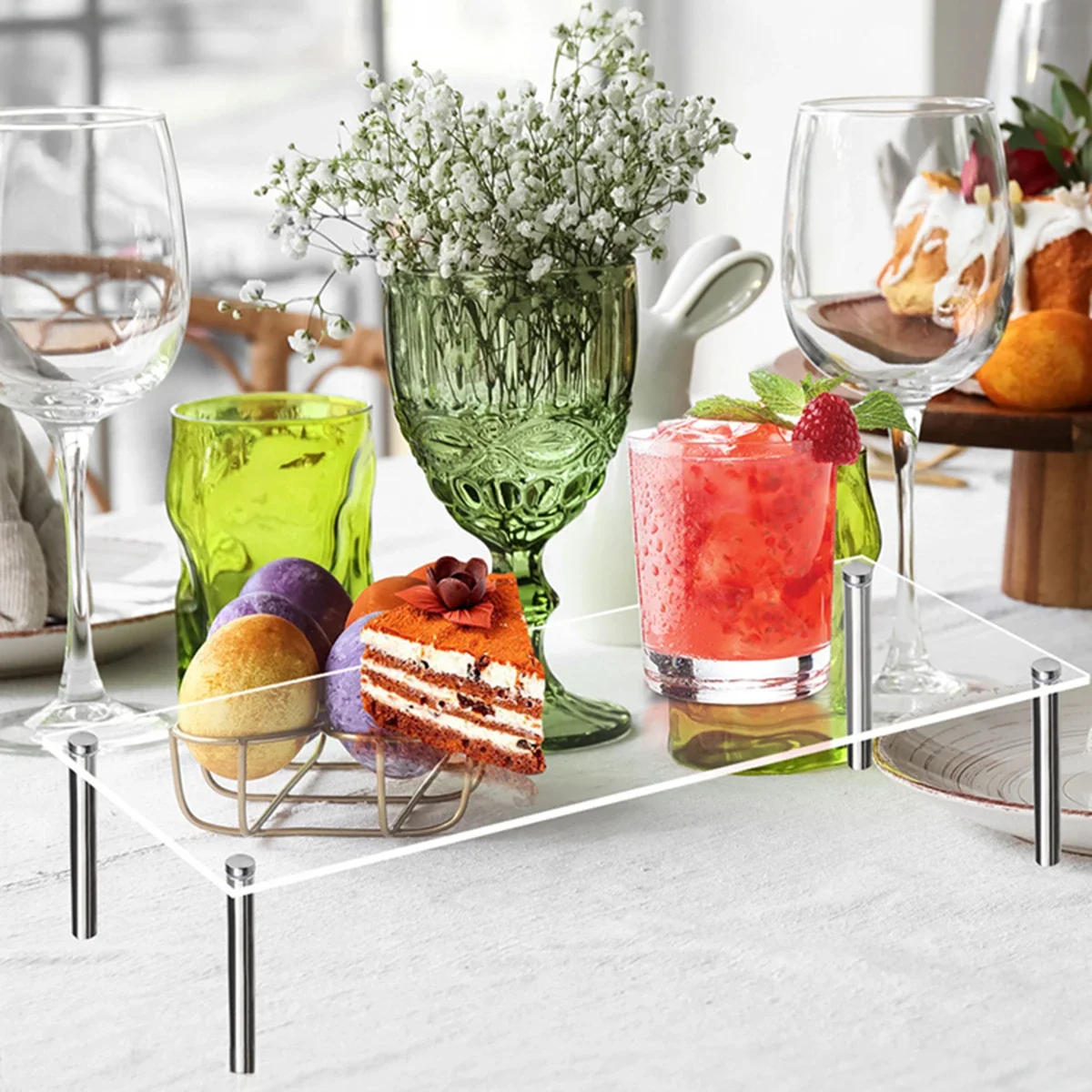 Description Picture 3 of itemClear Acrylic Display Stand for Storing Collectibles and Figurines Cake Decoration Stand Jewelry Perfume Cosmetics Organizer