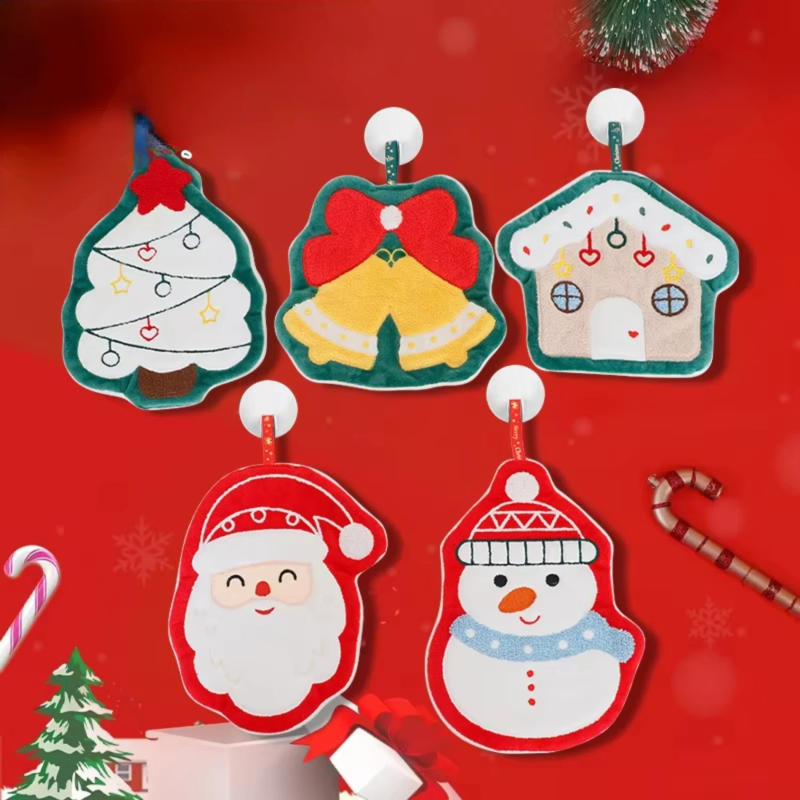 Description Picture 2 of itemChristmas Hand Towel Decorative Serviettes Handkerchief Towel  Kitchen Bathroom Towel  Hands Absorbent Towel