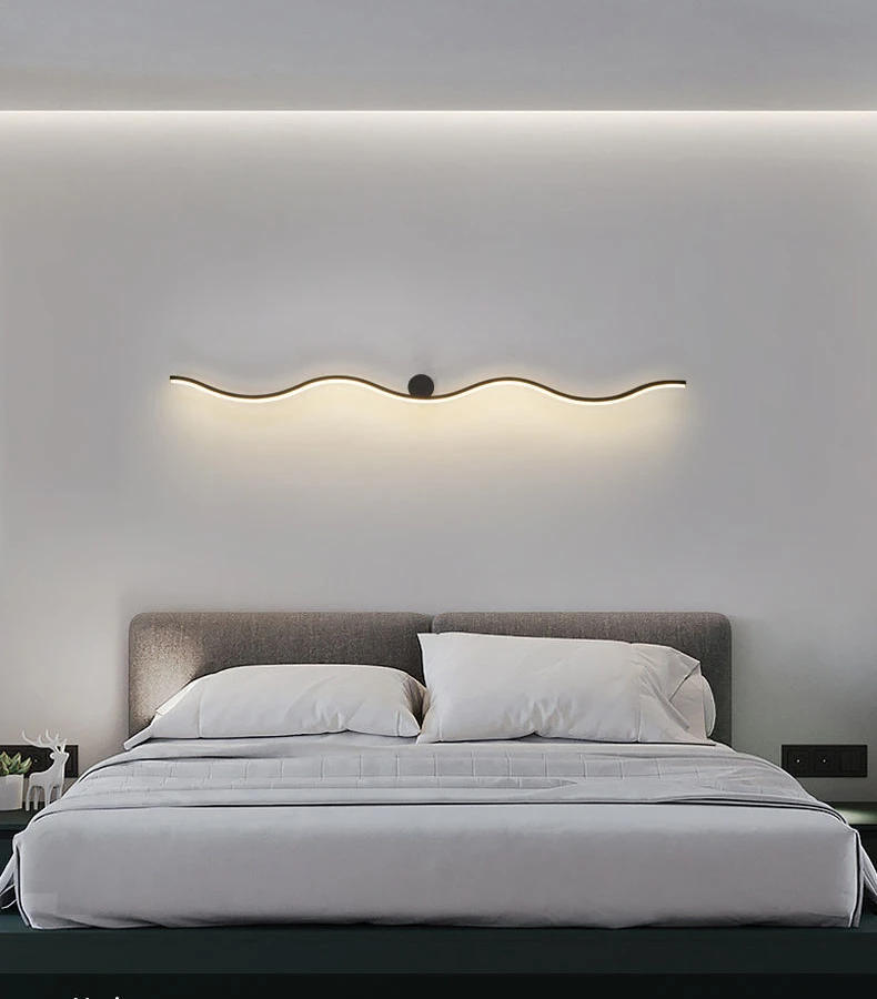 Description Picture 4 of itemArt Wall Lamp Installation Minimalist Long Strip Simple Living Bedroom Modern Lamp TV Background Wall Grille LED Wall Light
