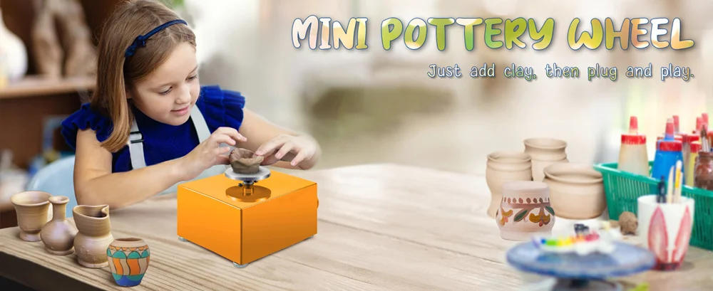 Description Picture 3 of itemMini Pottery Wheel  DIY Clay Tools, Crafts Ceramic Electric Pottery Forming Making Machine with 6.5&10CM Turntable+Sculpting Kit